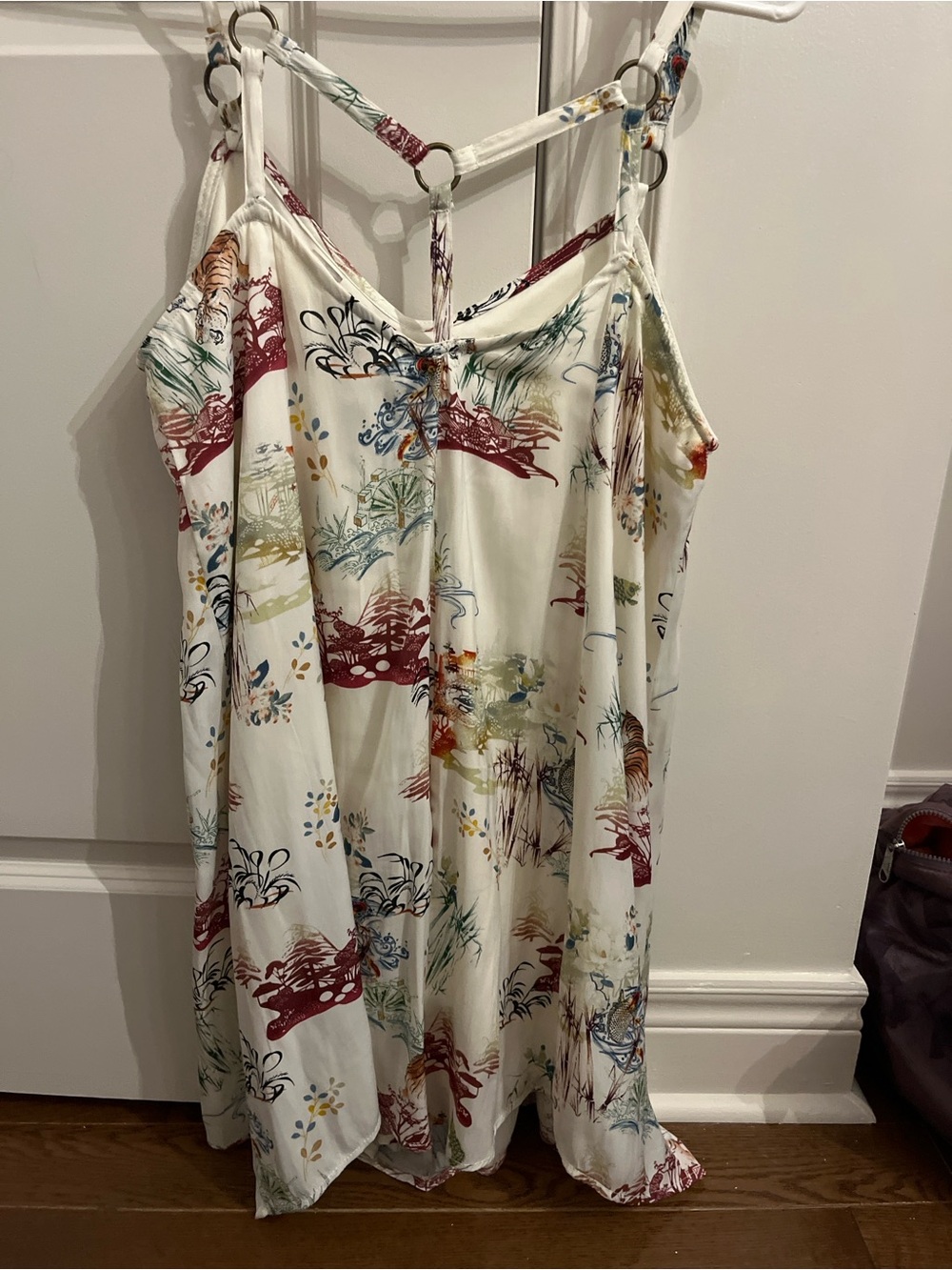 Patrons of Peace Cream Floral Print Ring-Detail Sundress